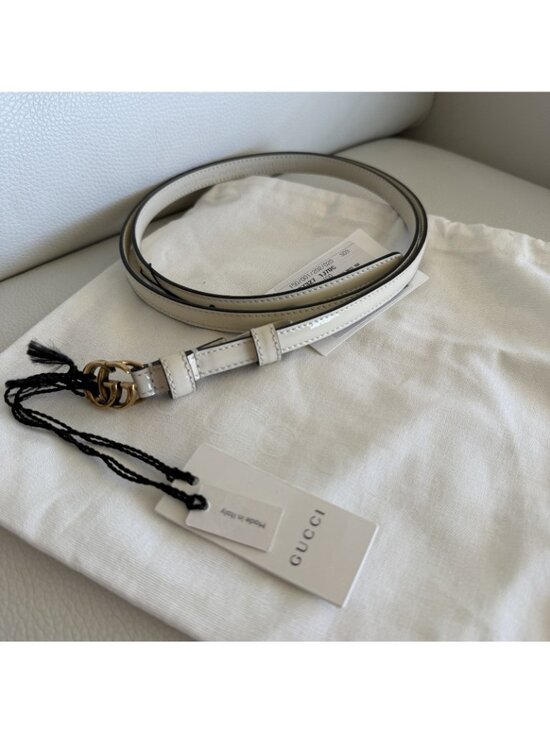 NEW Gucci 707327 GG Thin Patent Belt Size 110/42 White main image 4